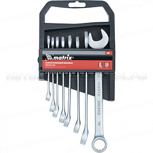 Набор ключей комбинированных, 6-19 мм, 8 шт, CrV, матовый хром. MATRIX